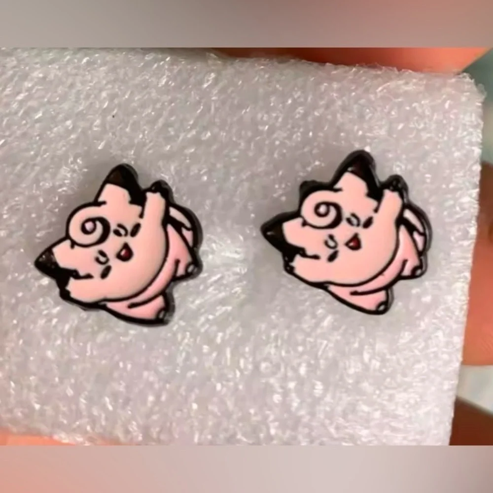 3 For $35 Pokemon Clefairy Stainless Steel Enameled Stud Character Earrings